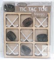 Koppers Wooden Tic Tac Toe Game Set &ndash; Hockey Edition, 7" x 7" Board, 10 Themed Pieces