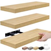 Sorbus 3-Tier Floating Shelves, Light Natural Wood, 16.25" x 5.5" x 1.5" Each