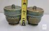 Irish Porcelain Shamrock Band Lidded Condiment Pots Made in Ireland Pair, 2.75" - 2