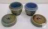 Irish Porcelain Shamrock Band Lidded Condiment Pots Made in Ireland Pair, 2.75" - 3