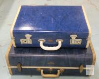 Vintage Samsonite & Langmuir Hard-Sided Suitcases, Blue, 1950s-60s, USA, 27" & 21" Sizes
