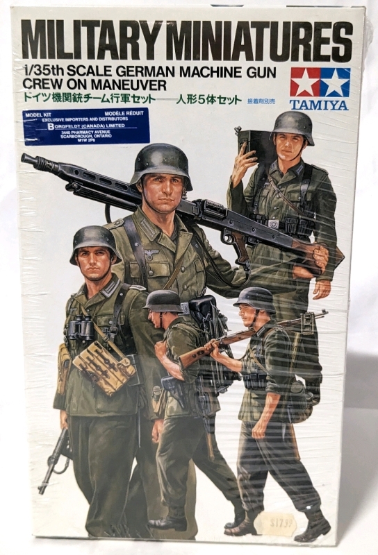 New TAMIYA Military Miniatures 1/35 Scale German Machine Gun Crew on Maneuver Precision Model Kit.
