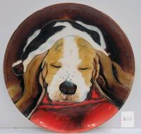 Benaya Dog Art Hand Crafted Decorative Ceramic Plate 11" Wall Hanging, Embossed Design