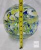 Large Hand-Blown Art Glass Float Sphere, 9.5" Swirl Yellow Blue Green, Decorative Orb - 3