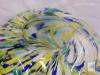 Large Hand-Blown Art Glass Float Sphere, 9.5" Swirl Yellow Blue Green, Decorative Orb - 4