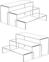 New!Goabroa 2 Sets 6 Pcs Clear Display Stand 3 Tiers Rectangular Clear Risers 4mm Thick Collectibles Jewelry Display Stand Lego Display Shelves Cupcake Stand