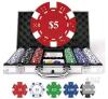 HEITOK 500pc Poker Chip Set 11.5g Iron Core Denominations Texas Holdem 2-10 players, numbered values $1/$5/$25/$100/$500, aluminum case, cards, dice, dealer/small/big blind buttons, Blackjack