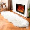 New linmopm Faux Fur Sheepskin Rug, White, 2x6 ft Runner Shag Fluffy Fuzzy, High-Density Cushion, For Bedroom Bedside Living Room, Plush Carpet