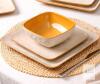 New Vicrays Ceramic Square 12 Pieces Dinnerware Set - Dinner Plates Salad Plates Cereal Bowls Set Service for 4 - Scratch Resistant Microwave Oven Dishwasher Safe - Beige - 2