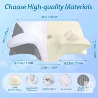 HOMCA Memory Foam Pillow, 2 in 1 Cervical Pillow for Neck Pain Relief, Ergonomic Neck Support Pillows for Side Back Stomach Sleepers with Breathable Pillowcase (Gray)