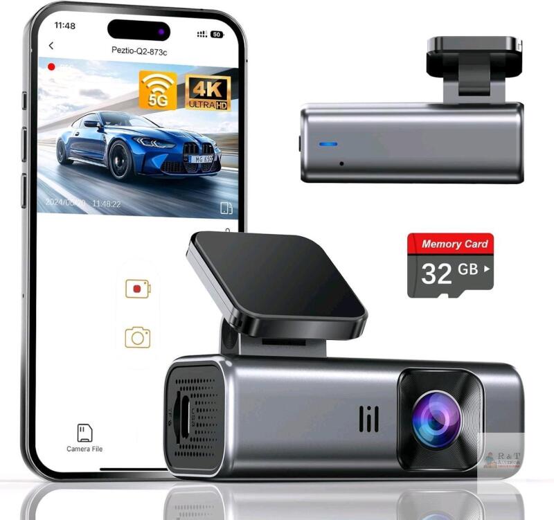 New galphi 4K Dash Cam Front, Built-in 5G WiFi, 32GB Card Included, Dash Camera for Cars, Mini Dashcam for Cars with Loop Recording, G-Sensor, 24 Hours Parking Monitor, APP, Support 256GB Max