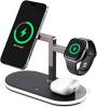 New UEQ 4 in 1 Wireless Charging Station for Apple MagSafe Charger,Fast Charging Magnetic Wireless Charger Stand with Night Light for iPhone 17 Air 16 15 14 13 12 Series,Apple Watch and AirPods (Black)