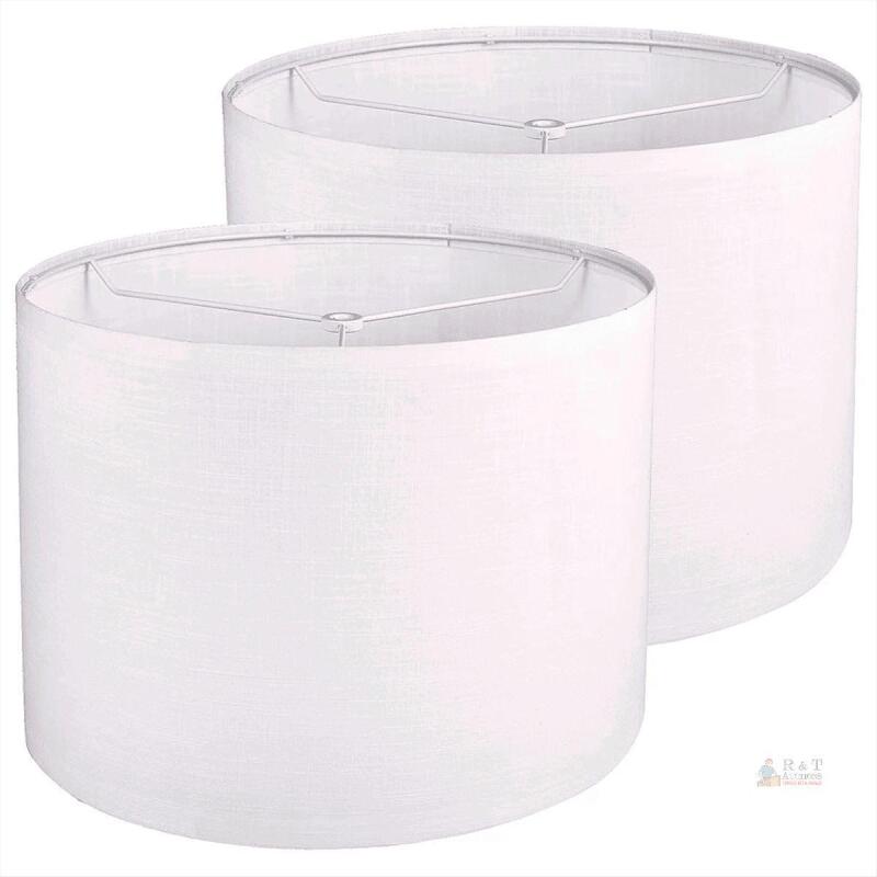 New 2Pcs Drum Lampshade, Lamp Shades for Table Lamp Floor Lamp, White Lamp Shades, Easy Assembly Required Replacement Lampshades