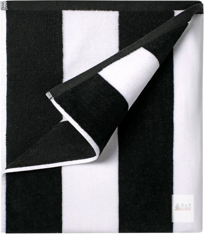 New Ouxiabai Cotton Oversized Beach Towel - 180 x 90 CM Striped Pool Towel, Soft Velour Cabana Swim Towel