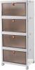 New Collapsible Plastic Storage Bins with Lid, 23QT/25L Clear Closet Organizers and Storage, Stackable Storage Containers with Door and Wheels for Home Closet Kitchen Bathroom Trunk,4 Pack