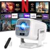 New Mini Projector 1080P FHD Support 4K Portable Projector with WiFi6 and Bluetooth5.4 Built-in App 180&deg; Adjustable Auto Keystone, Compatible with HDMI/Laptop/USB, White<br/>