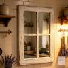New Rustic Small Window Pane Mirror Wall Decor 11" x 16", Hanging Distressed White Farmhouse Rectangle Wood Frame Mirror, Handmade Decorative Window Mirrors for Living Room Bedroom Christmas