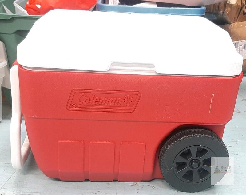 Coleman 45-Quart Performance Wheeled Cooler, Red/White, Holds 70 Cans, 3-Day Ice Retention