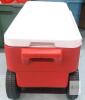 Coleman 45-Quart Performance Wheeled Cooler, Red/White, Holds 70 Cans, 3-Day Ice Retention - 2