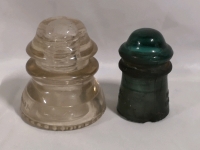 2 Vintage Glass Insulators - Blue