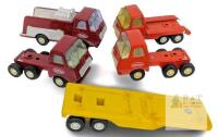 4 Vintage Pressed Steel Tonka Truck Cabs & Plastic Flatbed Trailer, Up To 6.7" Long