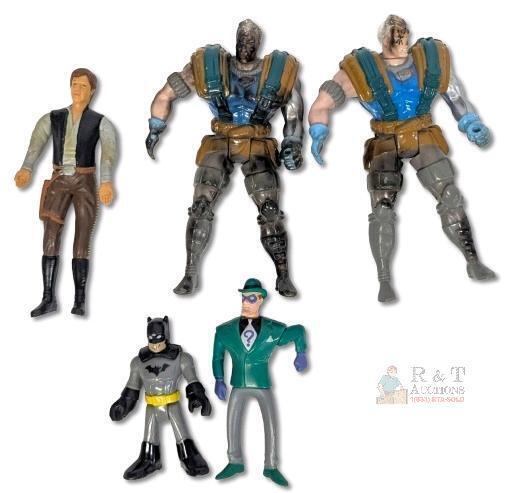 Vintage to Modern Toys & Figures: 1993 Rubber Han Solo Star Wars, 2&times; 1992 Marvel Cable With Fire Damage, Mattel Fisher-Price Imaginext DC Universe Super Friends Batman & 1993 The Riddler