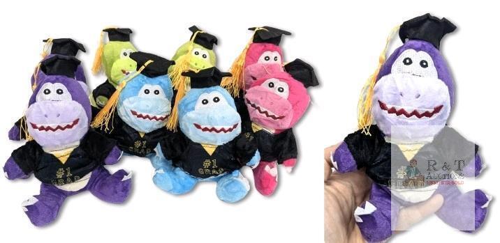 New 6-Pack 6.25" Tall Plush Graduation Dinosaur Toys