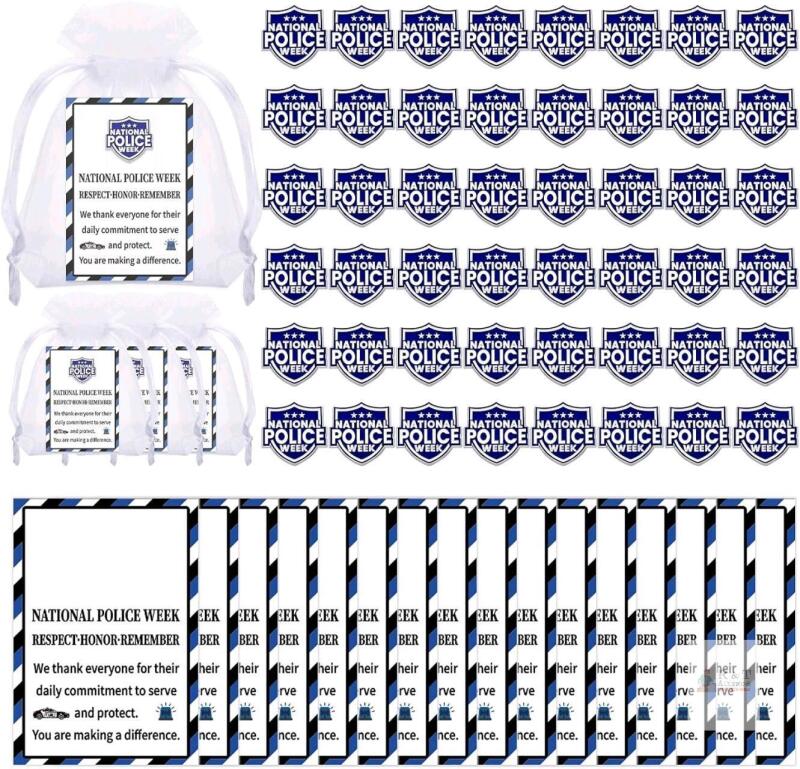 New Huquary 50 Sets National Police Week Law Enforcement Appreciation Day Gifts Bulk Honor The Men and Women of Law Enforcement Souvenir Badges Pins Correctional Officer Gifts : Pin Badges, Cards & Organza Bags