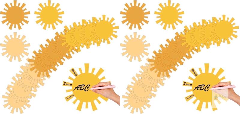 New 240 Pcs Sun Cutouts Card 3.9 x 3.9 inch First Trip Around The Sun Positive Affirmations Bulletin Board Sun Shape Paper Cuts Retro Party Baby Shower Wall Decorations Classroom Bulletin Board Supplies (2 Packs of 120)