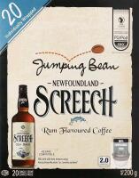 [bb dec/2026] New Jumping Bean Newfoundland Screech Rum Fairtrade 100% Compostable K-Cup Coffee Pods, Individually Wrapped, ECO2Roast, Premium Coffee, Made in Canada, Non-GMO, Screech Rum, 20 Count Pods