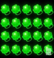 New iGeeKid 24 Pack St. Patricks Day Green Shamrocks LED Light Up Ring for Adults St. Patricks Party Accessories Favors LED Finger Lights Glow in The Dark Carnival Party Supplies Gift Toy