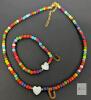 New ZZLAY Beaded Initial "U" Matching Bracelet & Necklace Set, 18" Necklace With Lobster Clasp, Bracelet Elastic