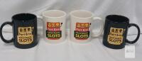 Fort Erie Racetrack Slots Promotional Ceramic Coffee Mugs (Set of 4, 11 oz, Black and White)