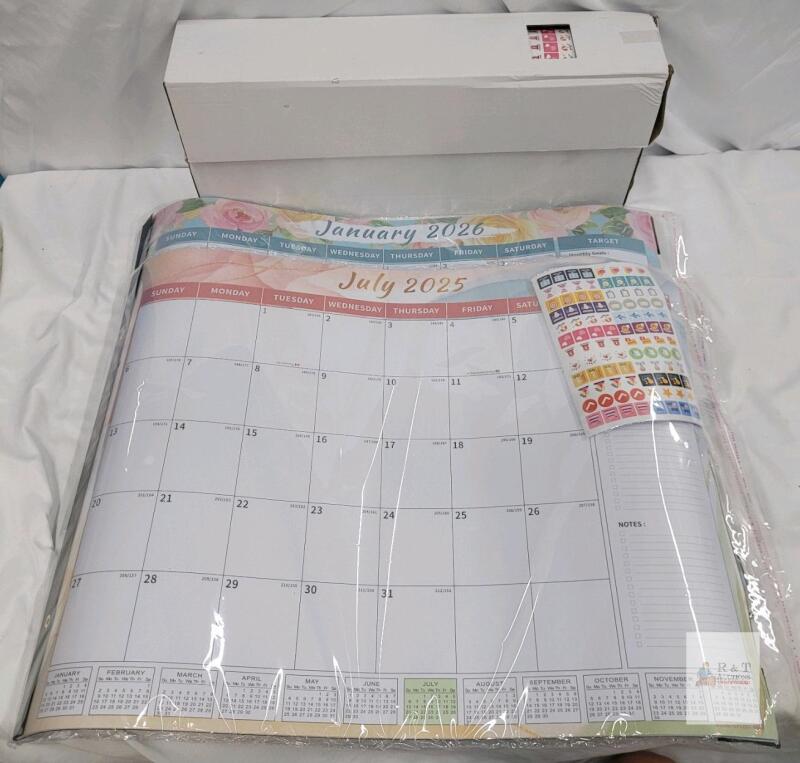 4 Willow Creek Press Watercolor Stripes 22" x 17" Desk Pad Calendar,