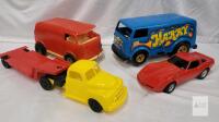 4 Vintage Children's Toy Cars . Measures 6" - 10" long
