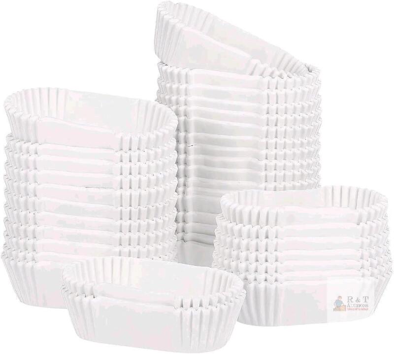New 1000pcs Oval Cake Cups - Small Disposable Baking Cups for Muffins, Cakes, and Desserts - Greaseproof Paper Liners for Loaf Pans - White, 2.83 X 1.37 X 0.98 Inches