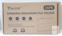 Baleine 16PK Hanging Organizer File Folders, Legal Size, Multi-Color, Clear Plastic Tabs, 9.3"x15.8"