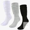 Coziwill Girls' Slouch Socks - 3 Pairs (Black, Grey, White), Medium Size