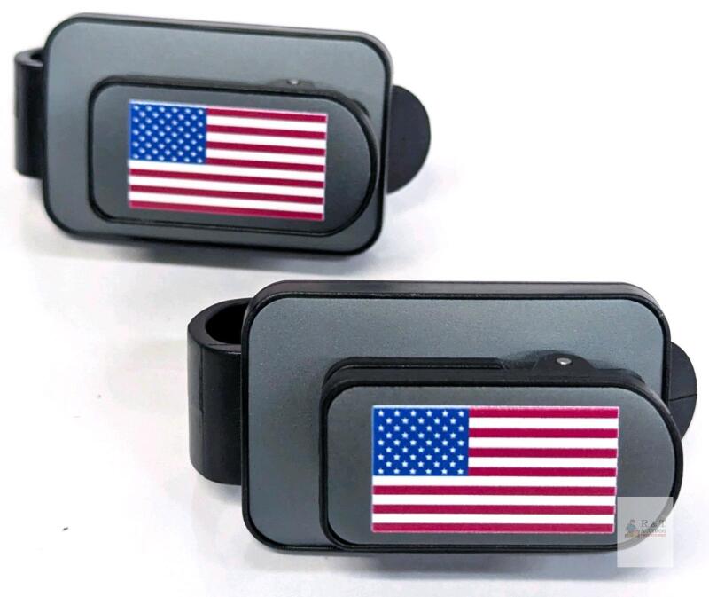 New 2-Pack US Flag Sunglass Holder Visor Clips For Vehicles