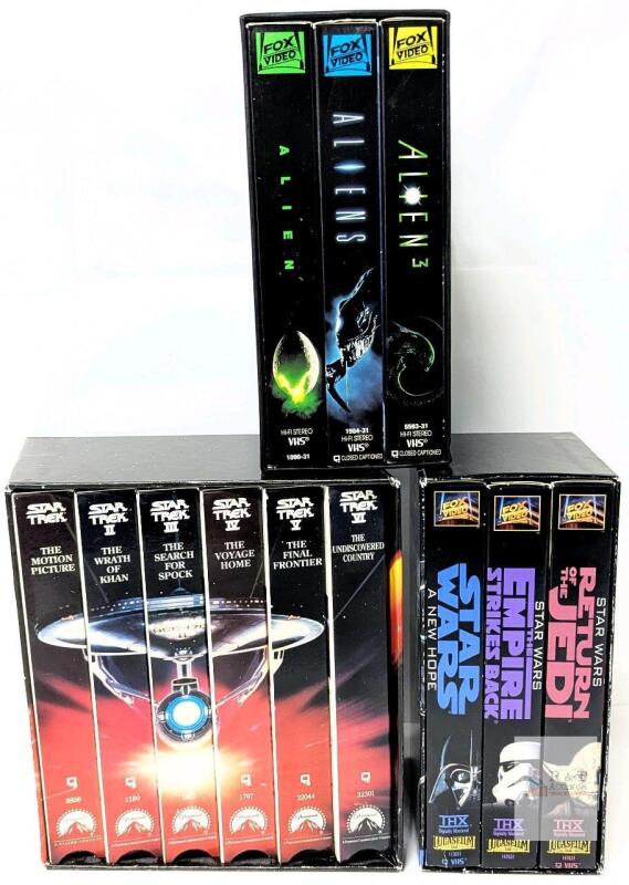 3 Vintage VHS Sci-Fi Movie Box Sets: ALIEN, Aliens, Alien&sup3;, Star Trek I-VI, Star Wars : The Empire Strikes Back, Return of the Jedi & A New Hope