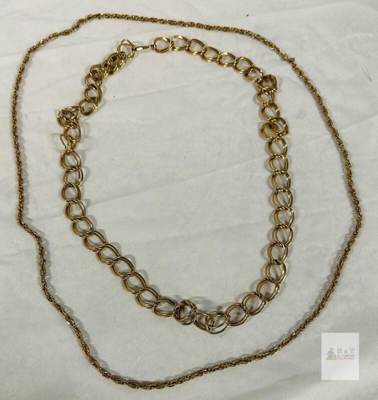 2 Sarah Coventry Chain Necklaces, Small and Large Links