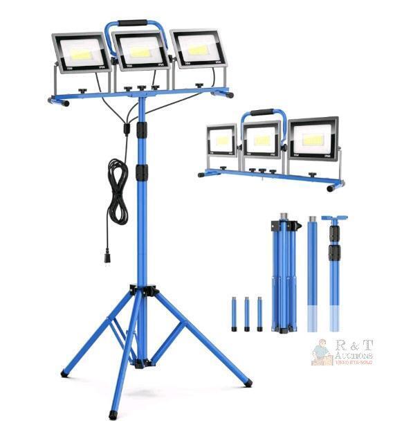 PAULINN AP9107 21000 Lumen LED Work Light, 3-Head, IP66, Tripod Stand, Adjustable Height, 120V