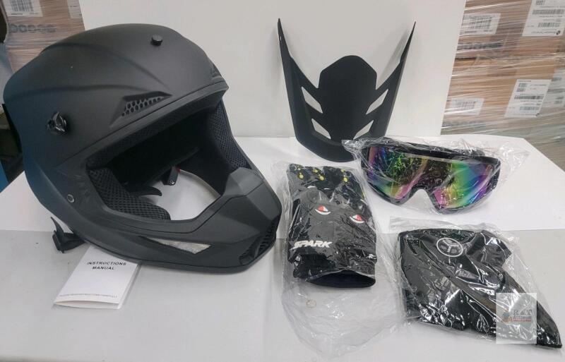 NEW SanQing WT-802 Off-Road Motorcycle Helmet Kit, Large, Matte Black, DOT Certified