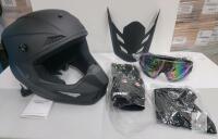 NEW SanQing WT-802 Off-Road Motorcycle Helmet Kit, Large, Matte Black, DOT Certified