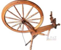 Antique 19th Century Saxony Spinning Wheel &ndash; 24" Wheel, Single Treadle, Natural Wood Finish-WORKING