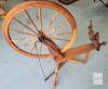 Antique 19th Century Saxony Spinning Wheel &ndash; 24" Wheel, Single Treadle, Natural Wood Finish-WORKING - 2