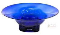 Vintage Handblown Cobalt Blue Glass Square-Bottom Centerpiece Bowl, 12.5" Diameter &times; 5.10" Tall No Chips or Cracks