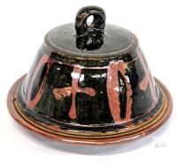 Signed Handmade Stoneware Pottery Butter Bell / Covered Butter Dish 4" Tall, No Chips or Cracks