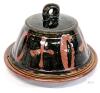 Signed Handmade Stoneware Pottery Butter Bell / Covered Butter Dish 4" Tall, No Chips or Cracks