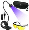 New Glooglitter Gooseneck UV Nail Lamp 395nm UV LED Black Light fixtures Portable Blacklight 4 Level Adjustable 3W 5V USB for Gel Nail and Ultraviolet Curing with Black Light Protection Glasses